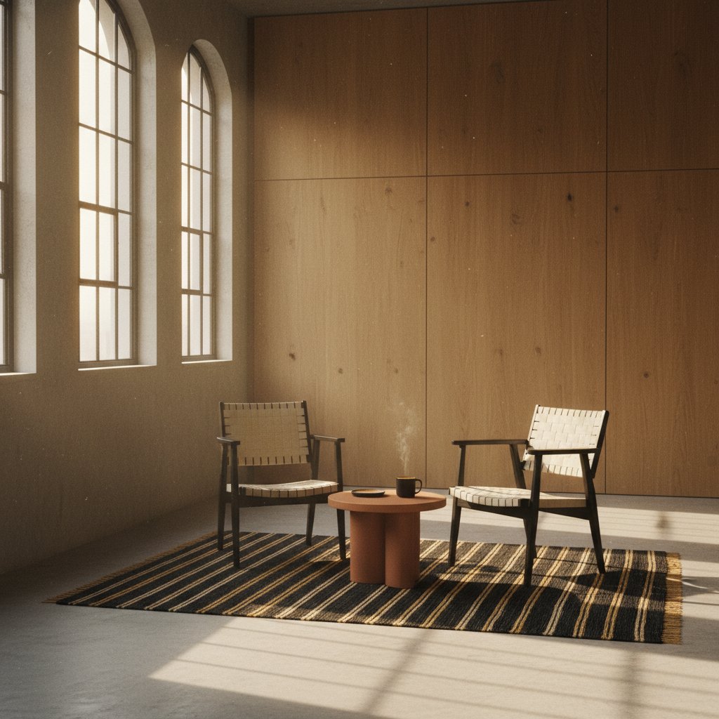 Ein warmer, einladender Coaching-Raum in Berlin — zwei Stühle, goldenes Licht